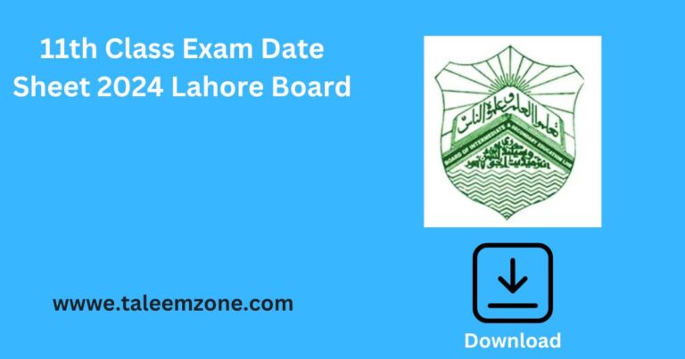 11th Class Exam Date Sheet 2024 Lahore Board Download Pdf