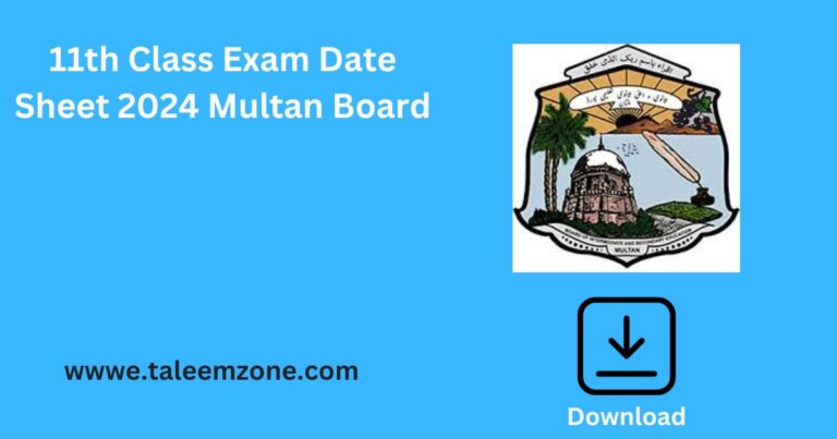 11th Class Exam Date Sheet 2024 Multan Board Download